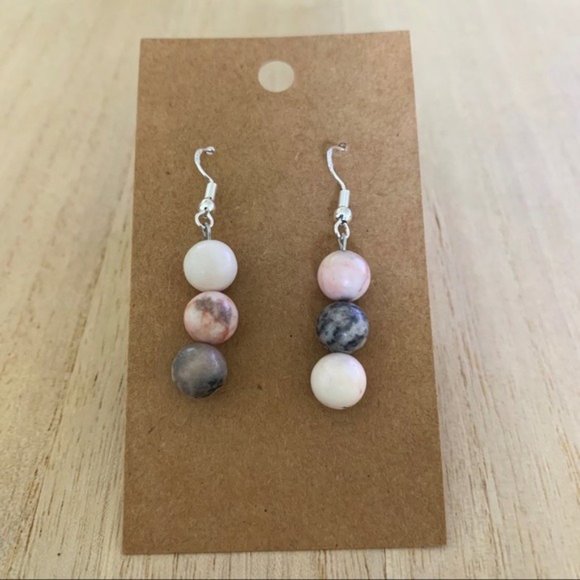 8mm Pink & Gray Jasper Chakra Stretch Bracelet Set - Picture 3 of 4